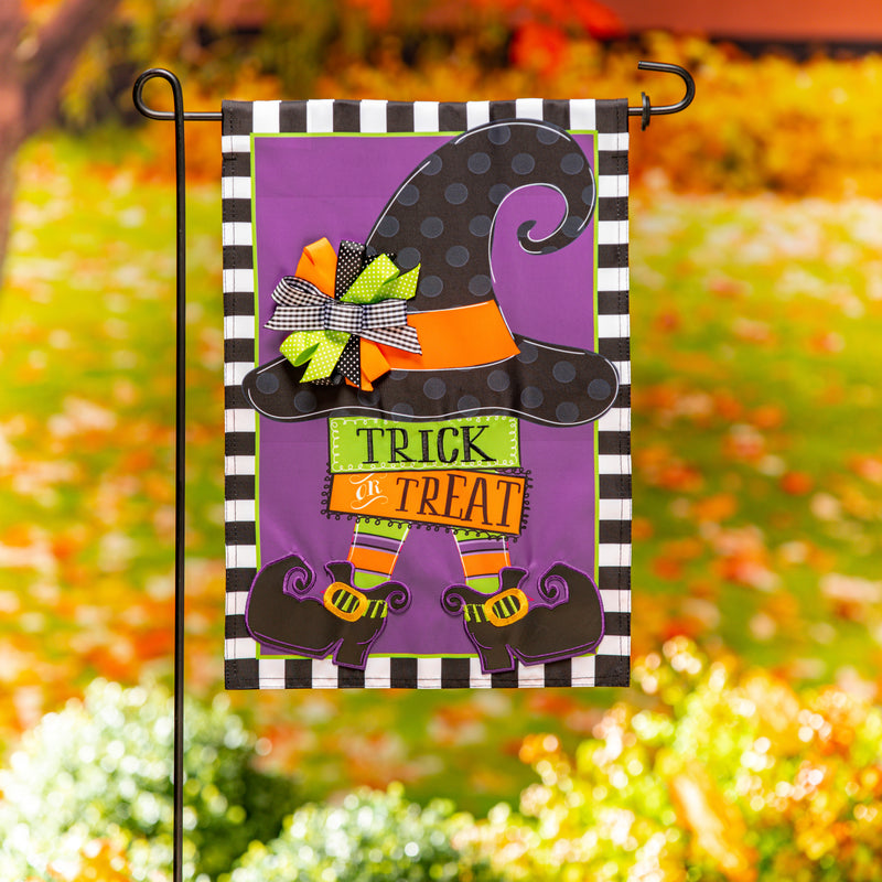 Trick Or Treat Witch Garden Applique Flag,169522