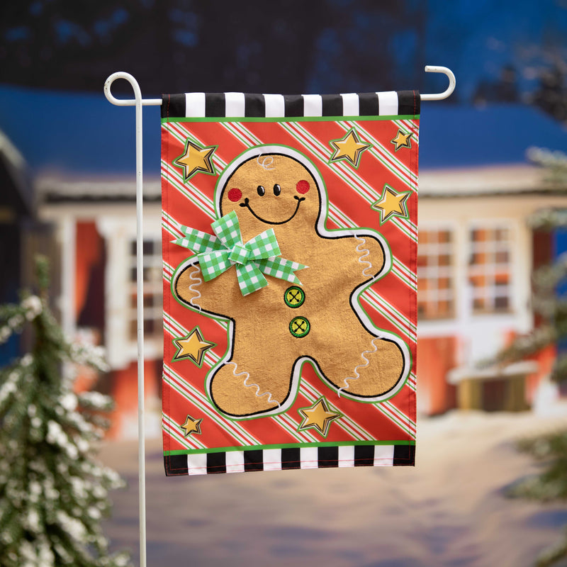 Patterned Gingerbread Man Applique Garden Flag,169573