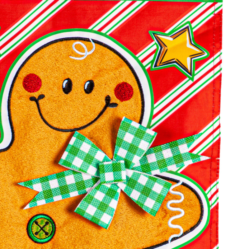 Patterned Gingerbread Man Applique Garden Flag,169573