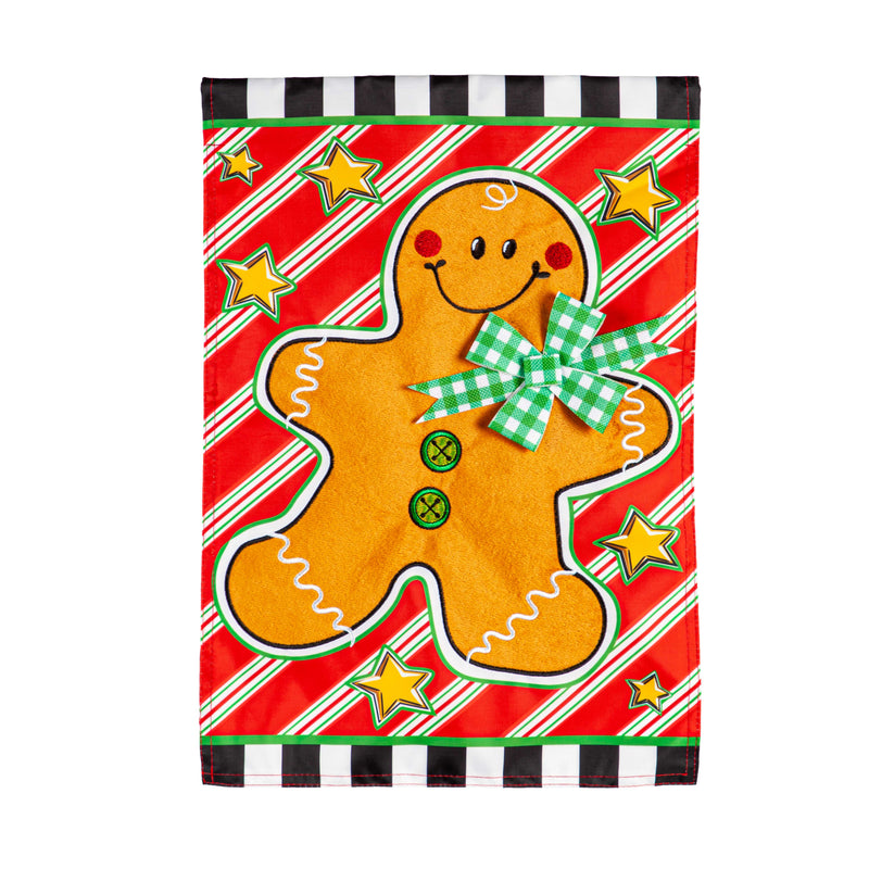 Patterned Gingerbread Man Applique Garden Flag,169573