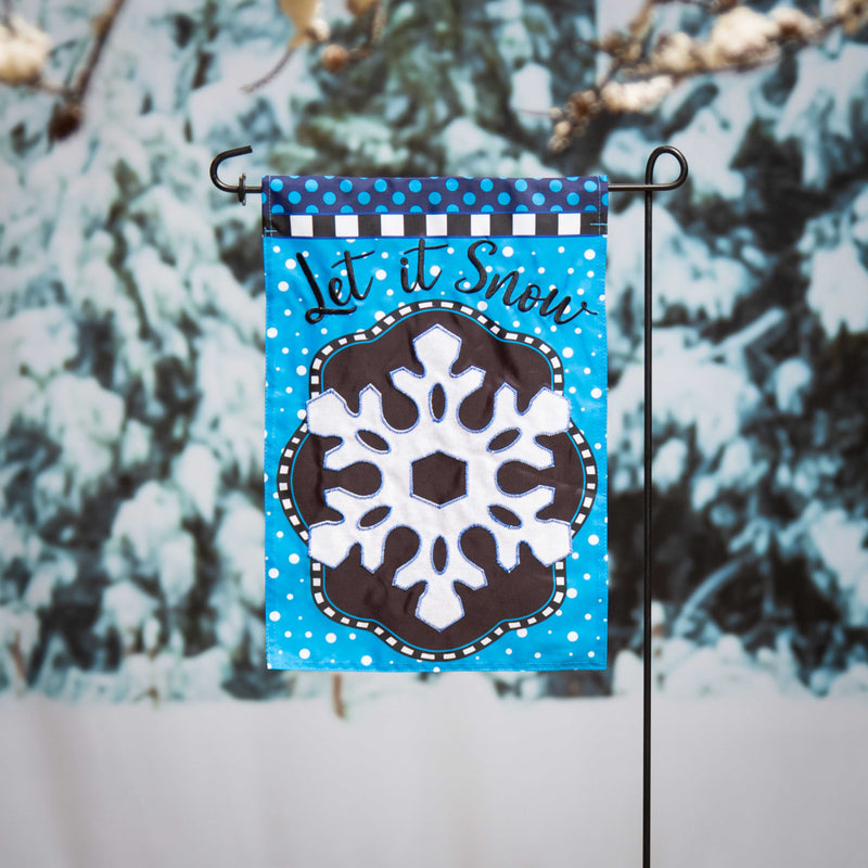 Patterned Snowflake Applique Garden Flag,169574