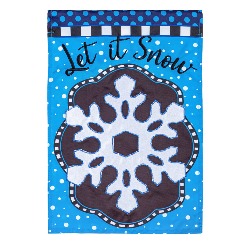 Patterned Snowflake Applique Garden Flag,169574