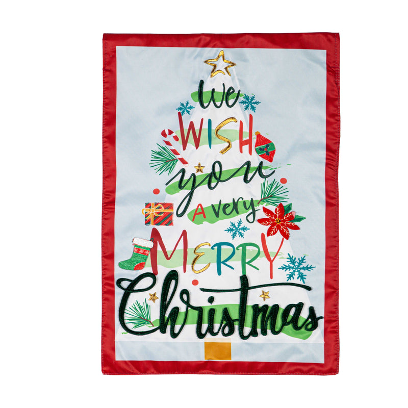 We Wish You a Merry Christmas Applique Garden Flag,169587