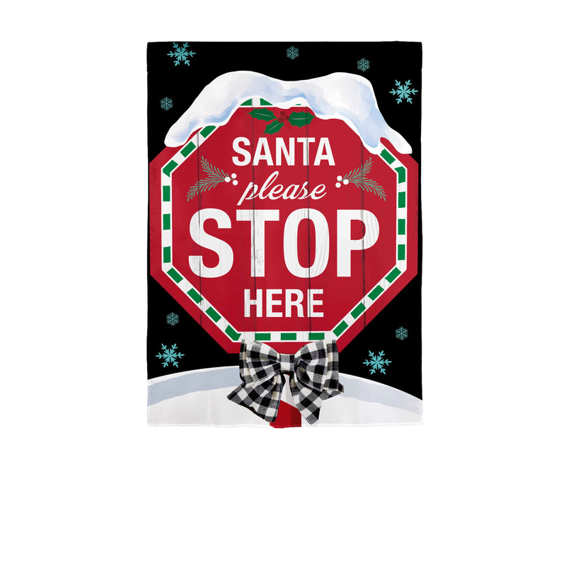 Santa Please Stop Here Applique Garden Flag,169610