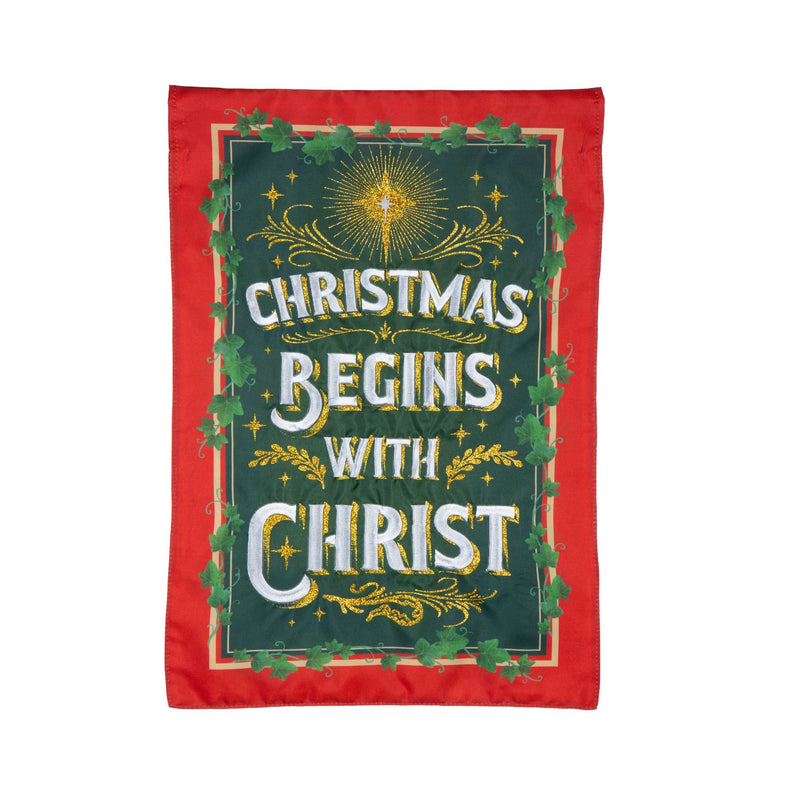 Christmas Begins with Christ Applique Garden Flag,169617