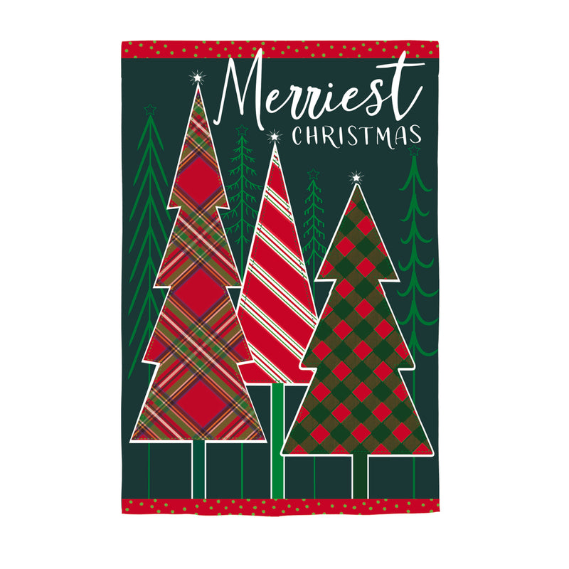 Merriest Christmas Tree Applique Garden Flag,169623