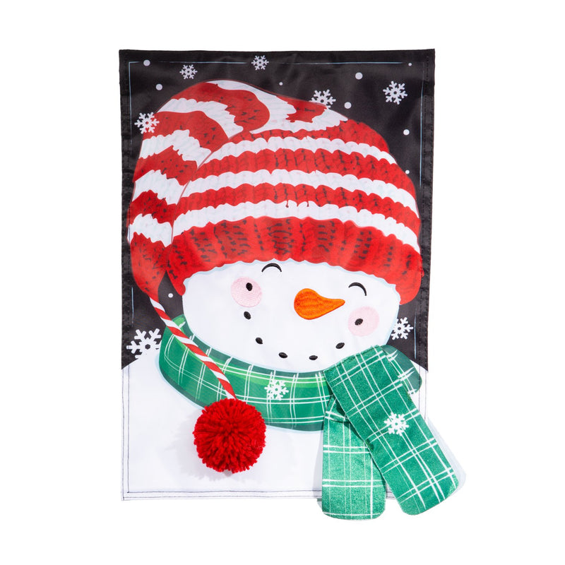 Cheerful Snowman Applique Garden Flag,169624