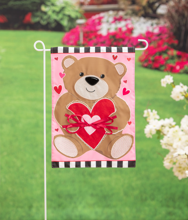 Valentine's Bear Applique Garden Flag,169655