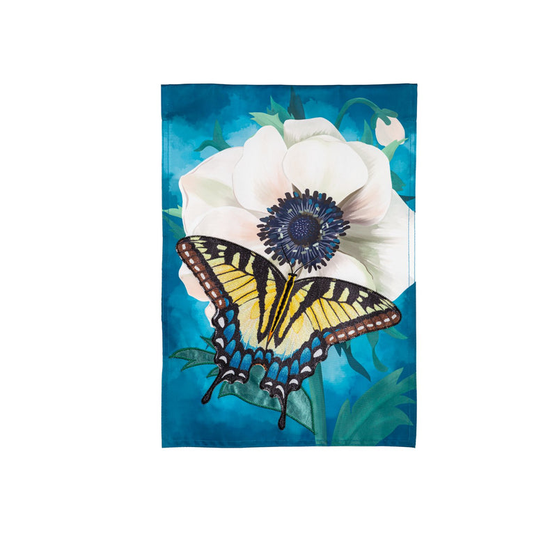 Anemone & Butterfly Applique Garden Flag,169679