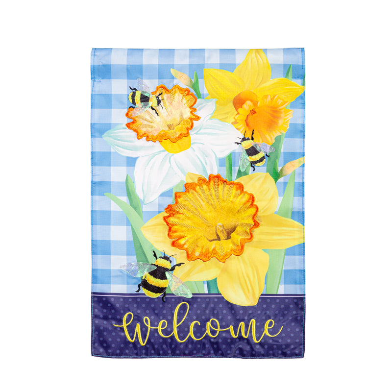 Daffodils & Bees Applique Garden Flag,169680