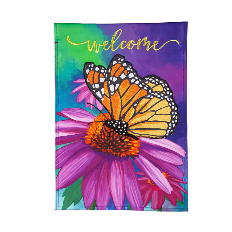 Cornflower & Butterfly Applique Garden Flag,169681