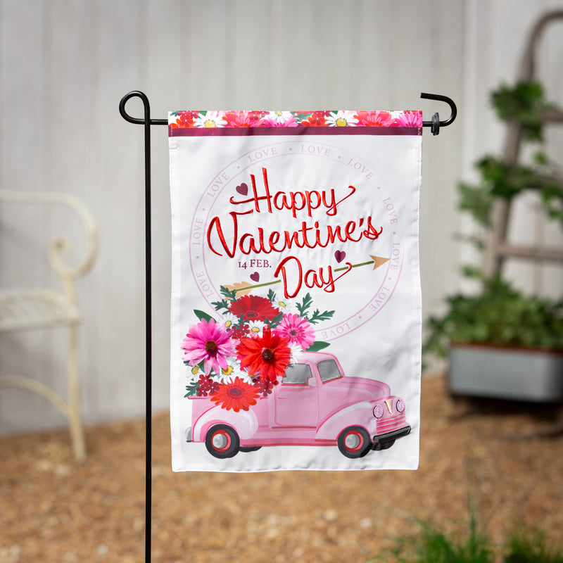 Valentine's Flower Truck Applique Garden Flag,169699