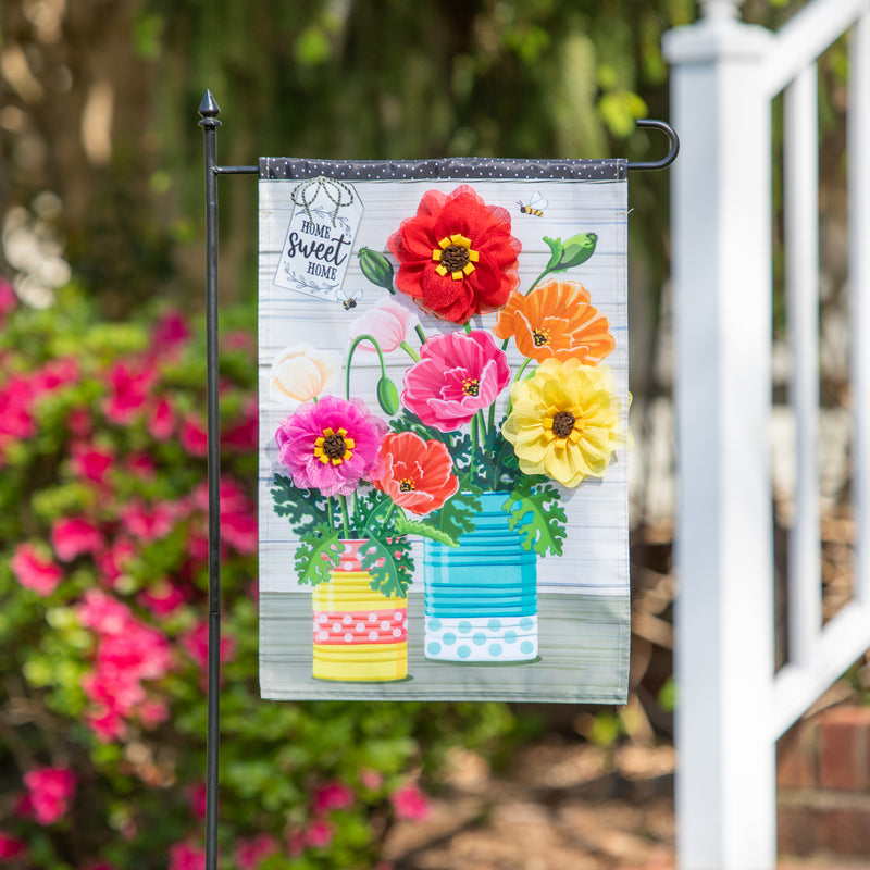 Poppies and Painted Cans Applique Garden Flag,169702