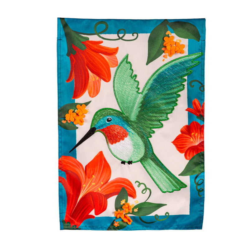 Spring Hummingbird Applique Garden Flag,169798