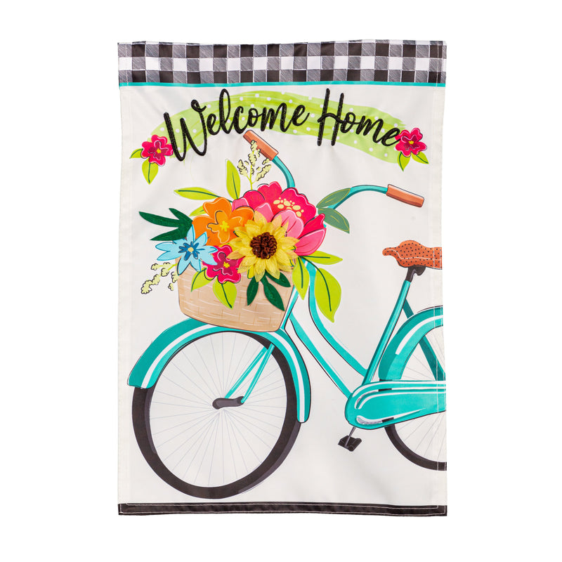 Evergreen Flag,Welcome Home Bicycle Applique Garden Flag,0.2x12.5x18 Inches