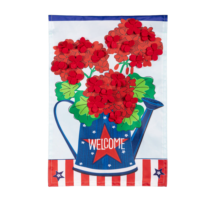Evergreen Flag,Patriotic Geraniums  Applique Garden Flag,0.2x12.5x18 Inches