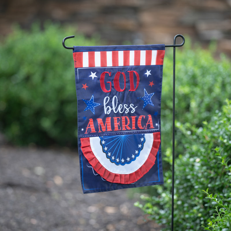 Evergreen Flag,Patriotic God Bless America Applique Garden Flag,12.5x0.2x18 Inches
