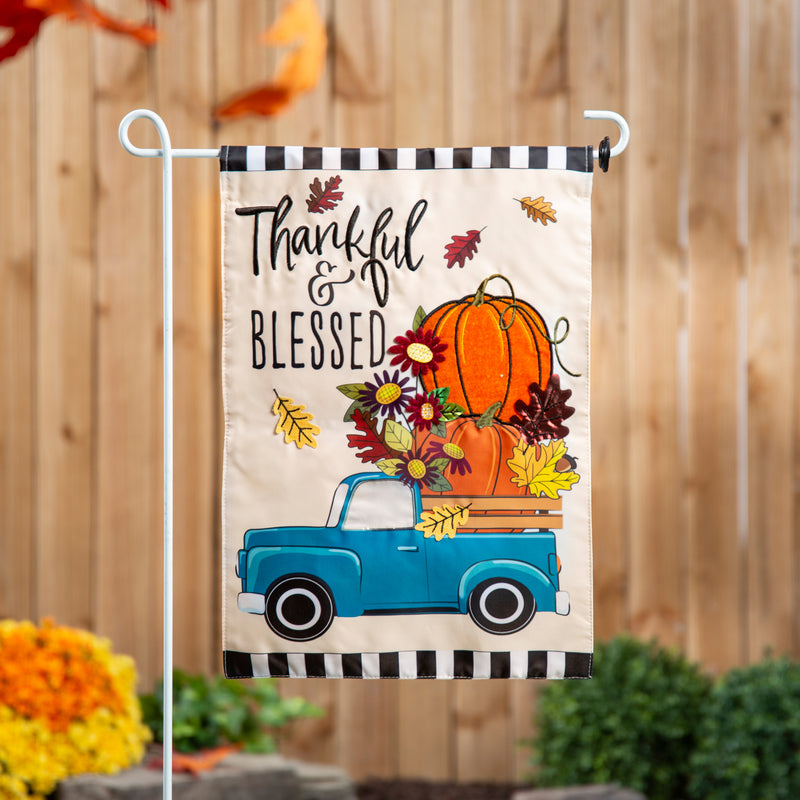 Thankful and Blessed Fall Truck Applique Garden Flag,169863