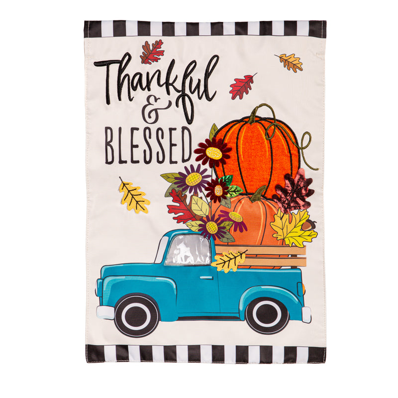 Thankful and Blessed Fall Truck Applique Garden Flag,169863