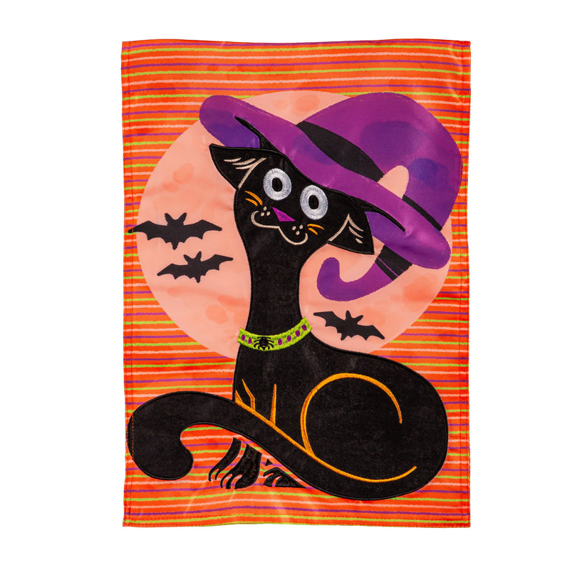 Cat With Witch Hat Applique Garden Flag,169866