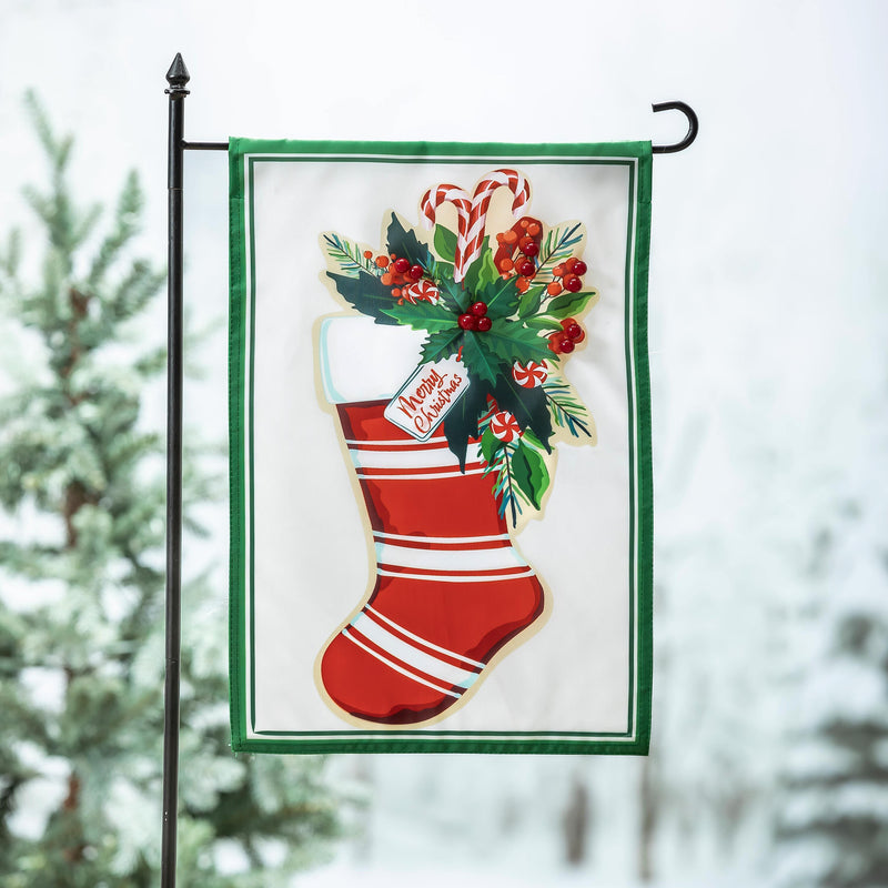 Merry Christmas Stocking Applique Garden Flag,169914