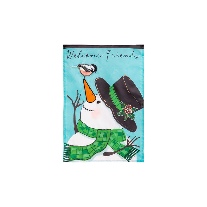 Snowman and Chickadee Applique Garden Flag,169917