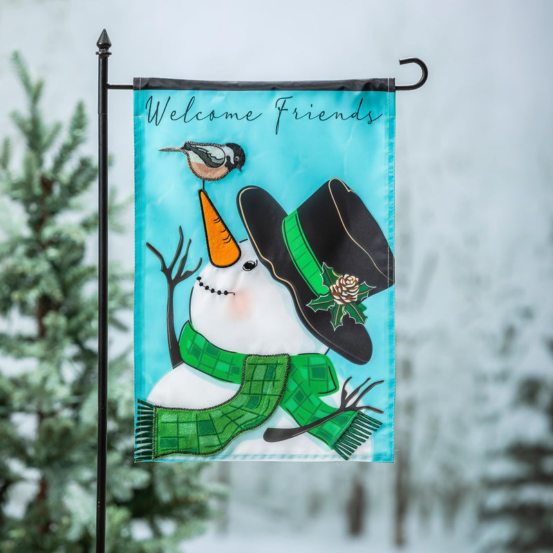 Snowman and Chickadee Applique Garden Flag,169917