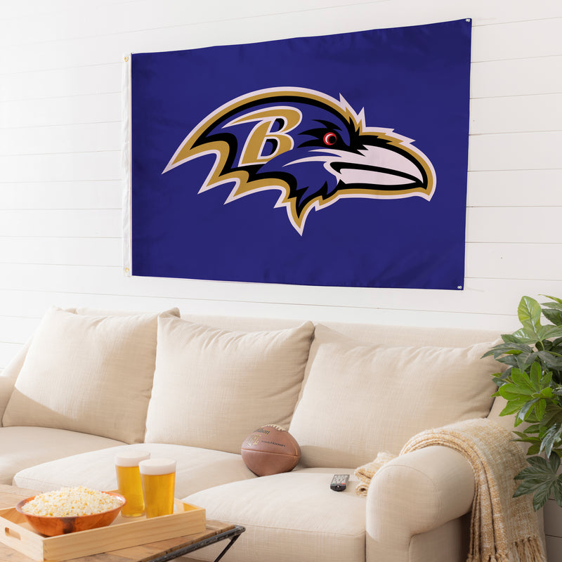 3'x5' Single Sided Flag w/ 2 Grommets, Baltimore Ravens,173802