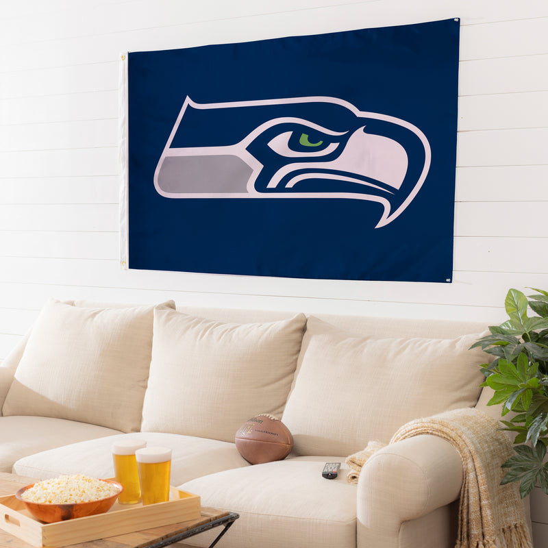 Evergreen Flag,3'x5' Single Sided Flag w/ 2 Grommets, Seattle Seahawks,36x60x0.1 Inches
