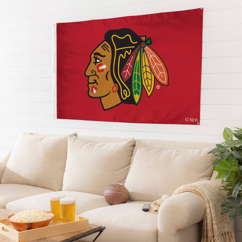 3'x5' Single Sided Flag w/ 2 Grommets, Chicago Blackhawks,174355