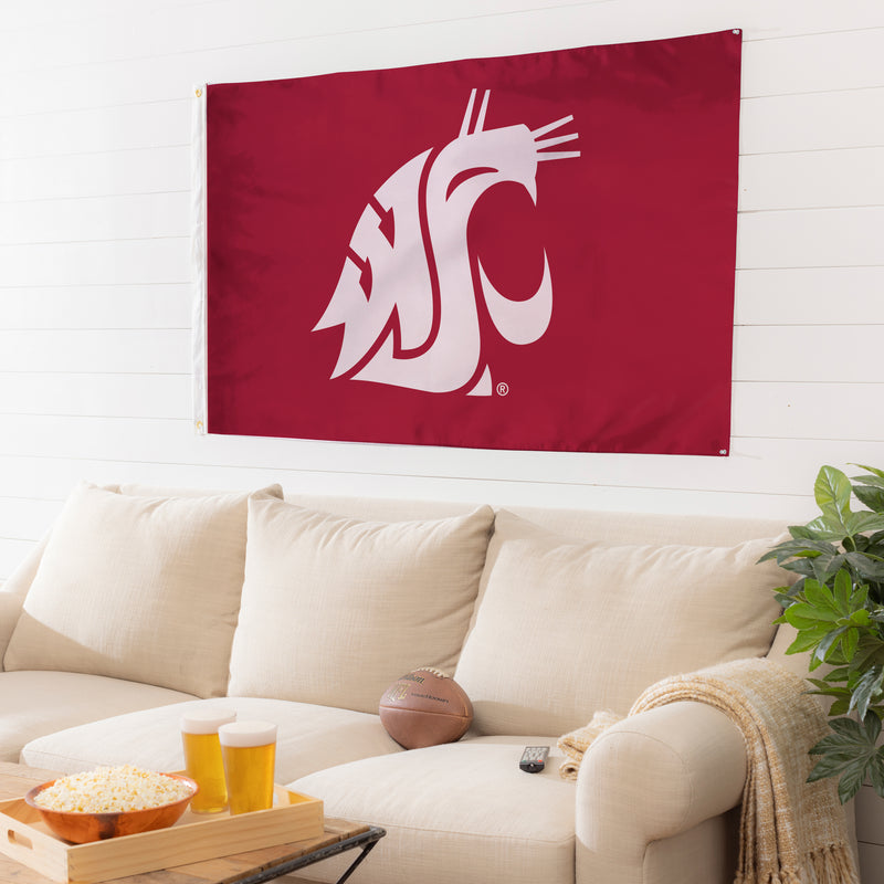 3'x5' Single Sided Flag w/ 2 Grommets, Washington State University,17998