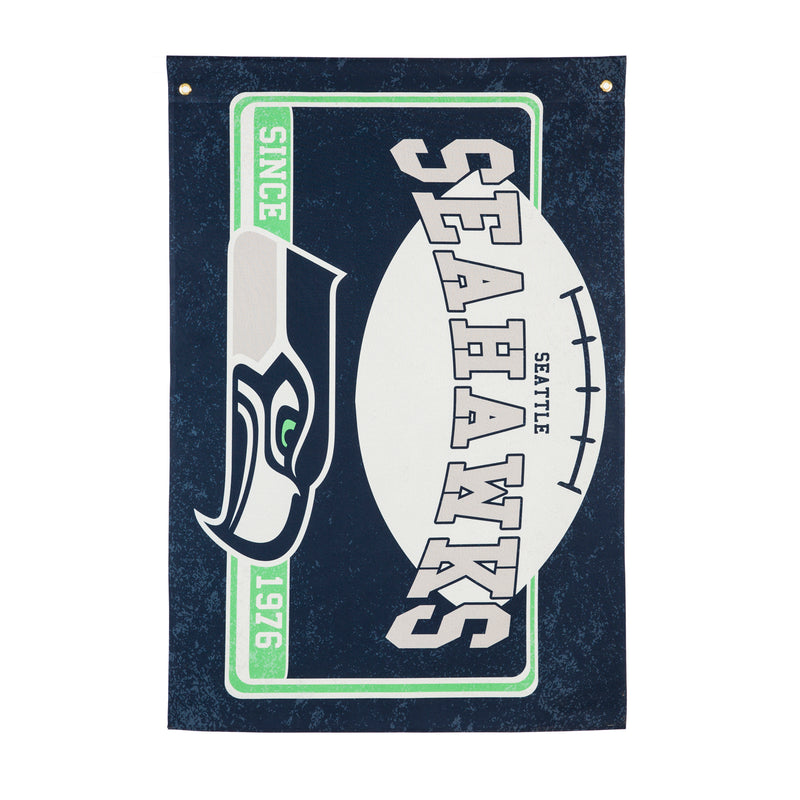 Evergreen Seattle Seahawks, Linen Estate Flag, 52'' x 36'' inches