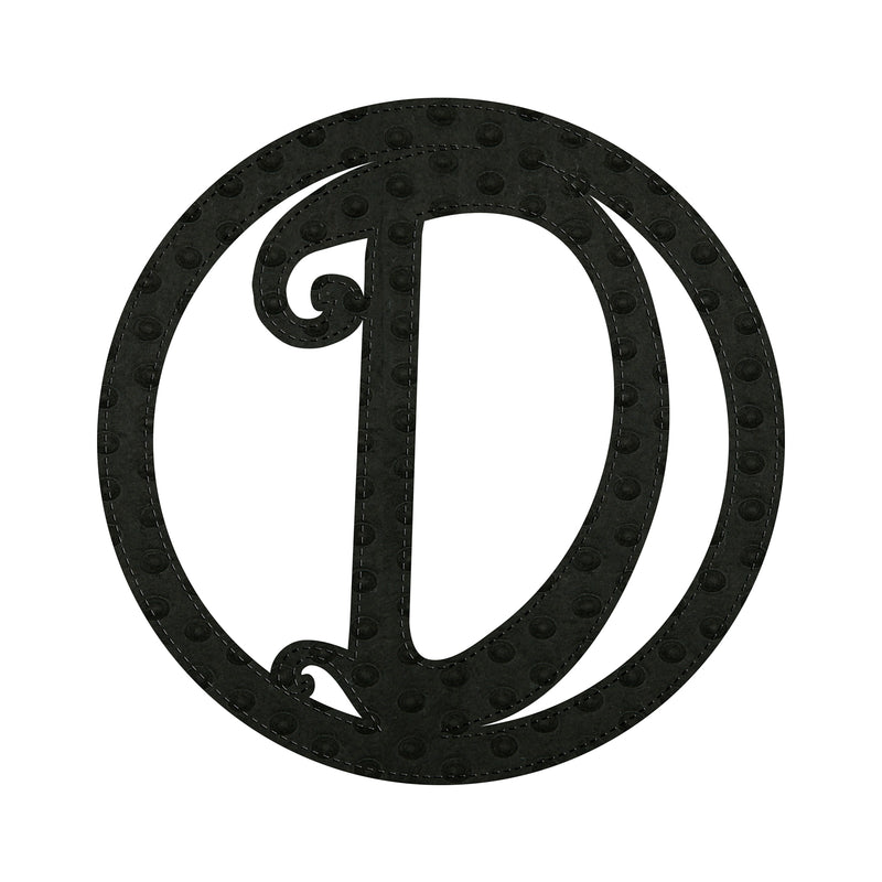 Evergreen Door Decor,10" Pin-On Black Embossed Felt Monogram Letter D,10x0.01x10 Inches