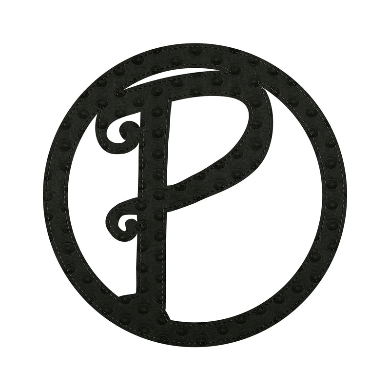 10" Pin-On Black Embossed Felt Monogram Letter P,20072pp