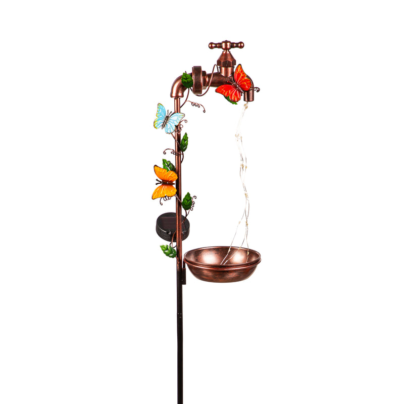 36" Solar Faux Copper Faucet Bird Feeder,24366a