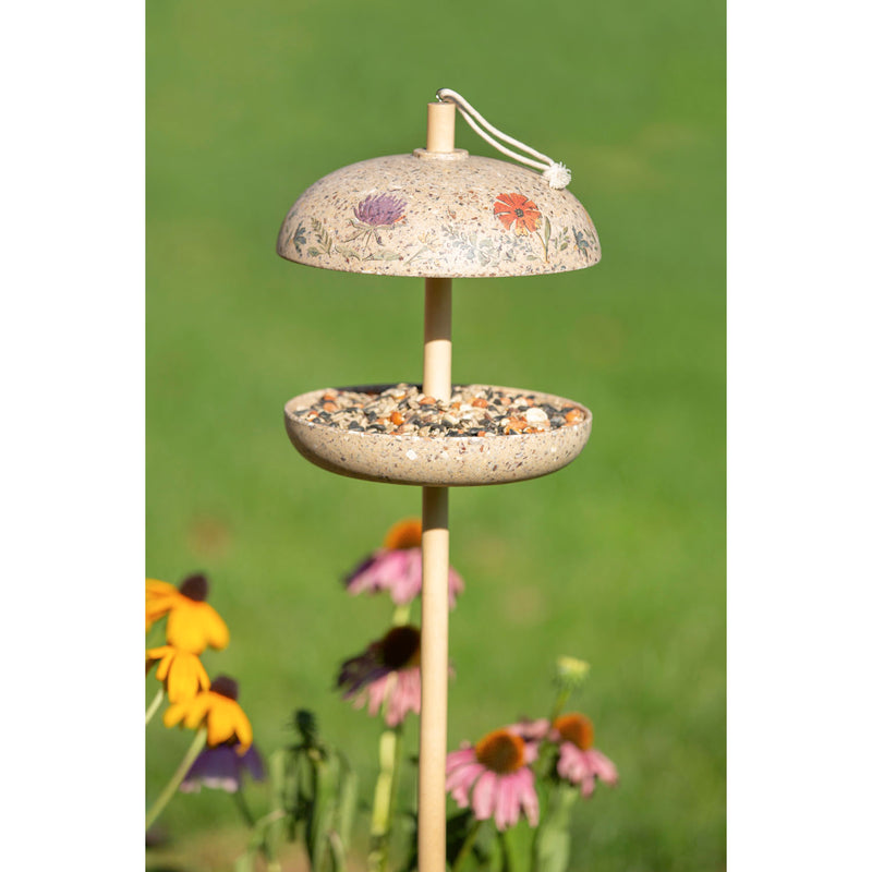 Full Circle Eco Conscious Staked/Hanging Bird Feeder with Wild Flower Decal