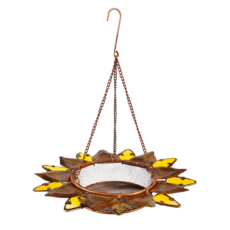 Evergreen Bird Feeder,Metal and Glass Bird Feeder, Sunflower,11.5x11.5x12 Inches