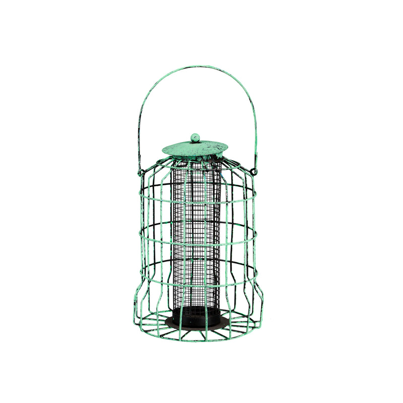 Distressed Metal Bird Feeder, Green,2bf7138