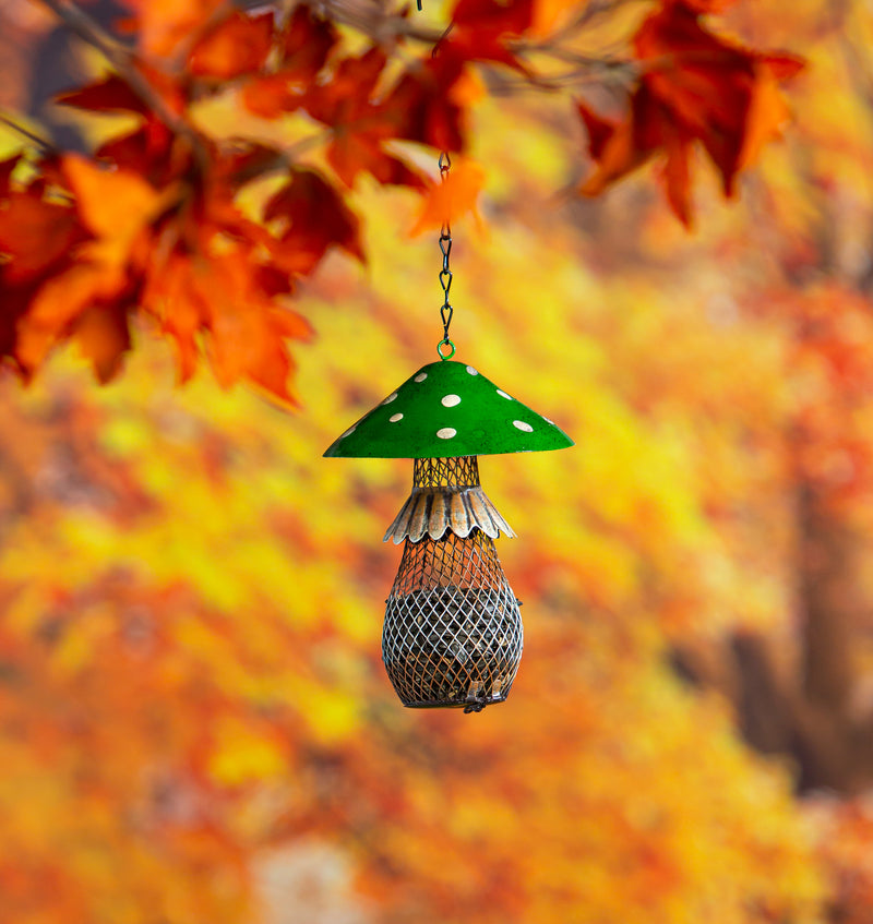 Metal Mushroom Hanging Bird Feeder,2bf7297