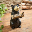 Faux Carved Wood  Black Bear Bird Feeder Statue,2bf7298