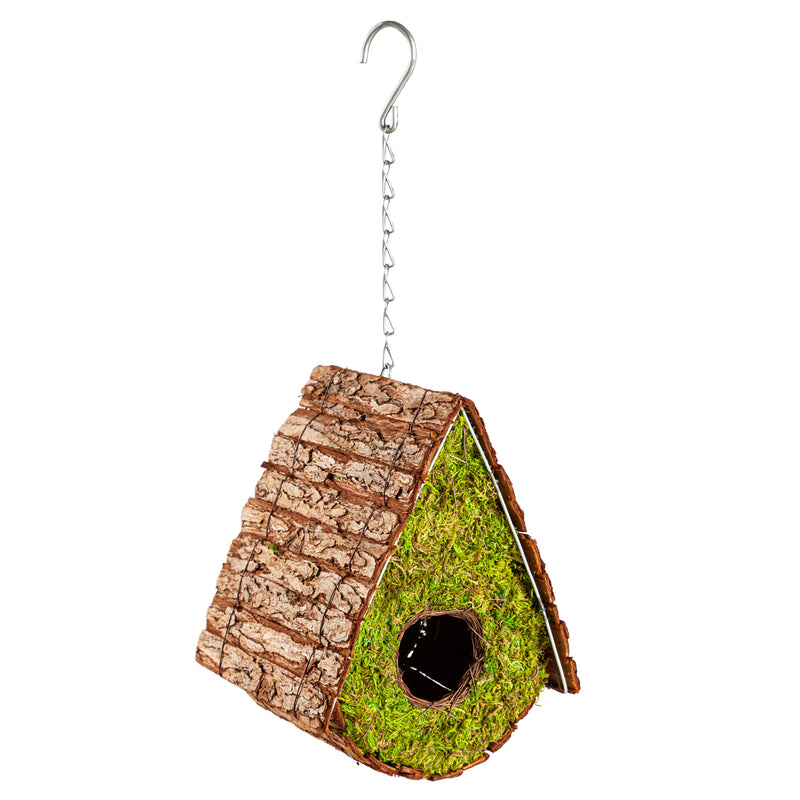 Evergreen Bird House,Moss Bird House, A-Frame,8.27x8.27x7.1 Inches