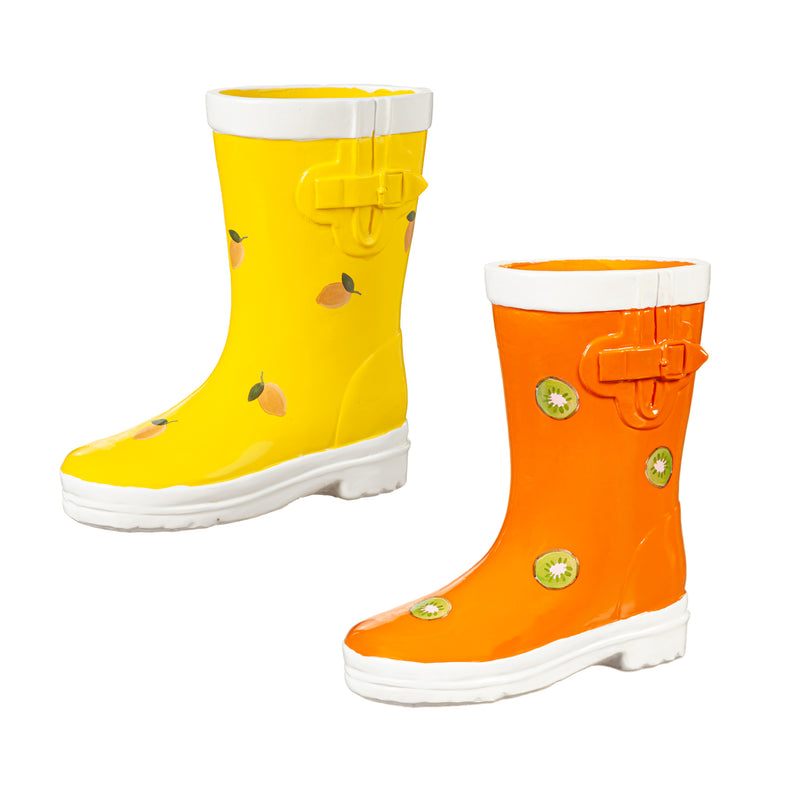 Multi-Color Fun Fruits Rain Boot Planter, Set of 2,2cg0563