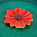 12" Bee Bath, Ceramic,  Blue with Red Flower,2cg201