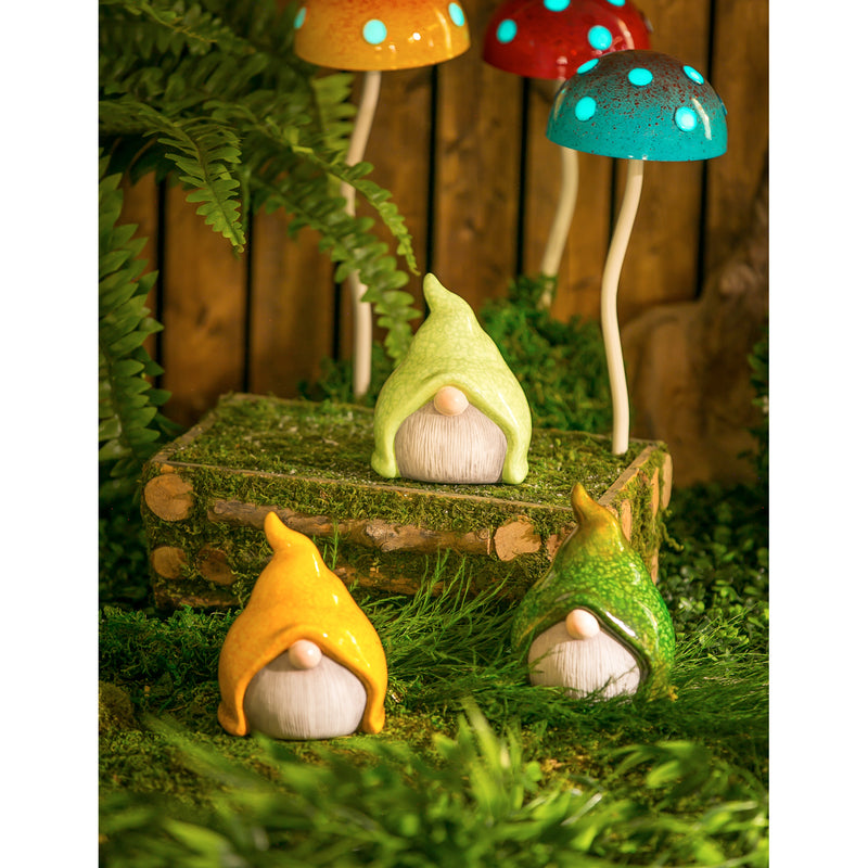 Evergreen 5"H Ceramic Small Gnome Garden Statuary, 3 Assorted., 4.9'' x 0.7'' x 0.7'' inches
