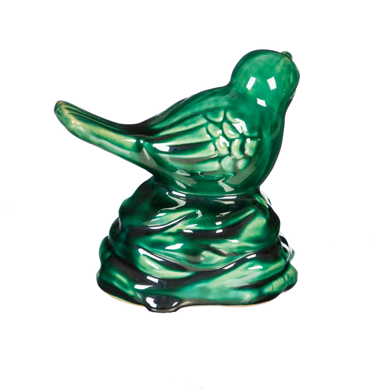 5.5"H Ceramic Bird Garden Statuary, Green,2cg309