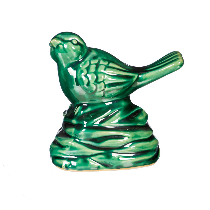 5.5"H Ceramic Bird Garden Statuary, Green,2cg309