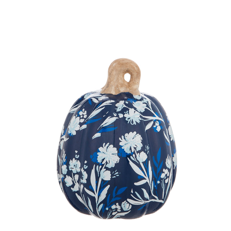 Set of 3 Printed Ceramic Pumpkins, Artisan Blues,2cg336