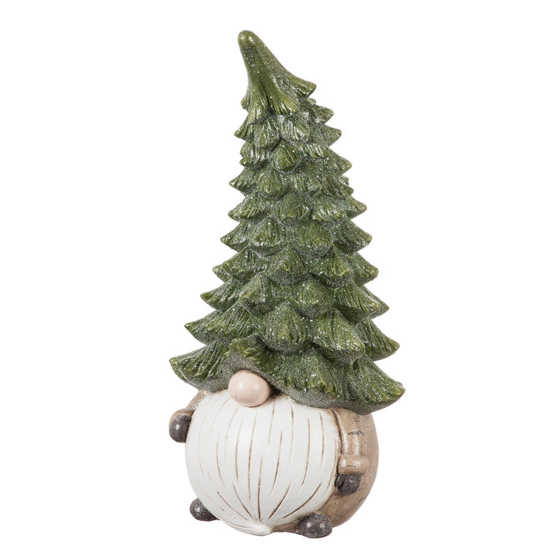 28.25"H Evergreen Gnome Garden Statuary, 15.55"x12.8"x28.35"inches