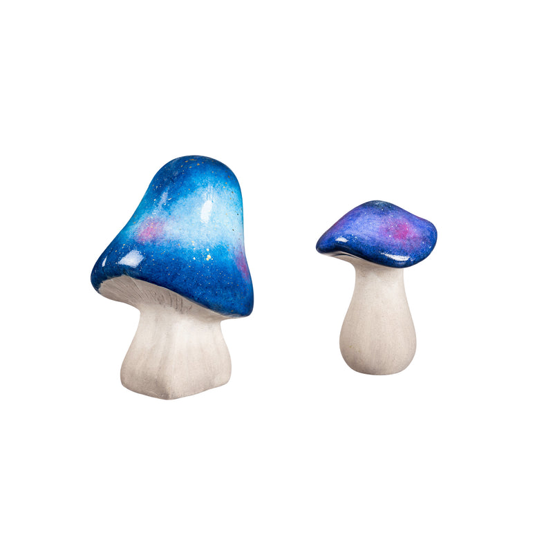 Celestial Mushroom Ceramic Garden Statuary, Set of 2,2cg395