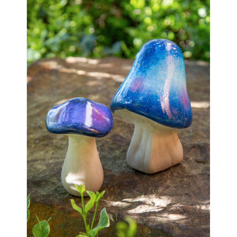 Celestial Mushroom Ceramic Garden Statuary, Set of 2,2cg395